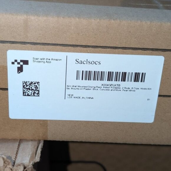 NEW Saclsocs 32" Wall Mounted Compact Folding Hanging Laundry Drying Rack Pearl - Picture 7 of 8